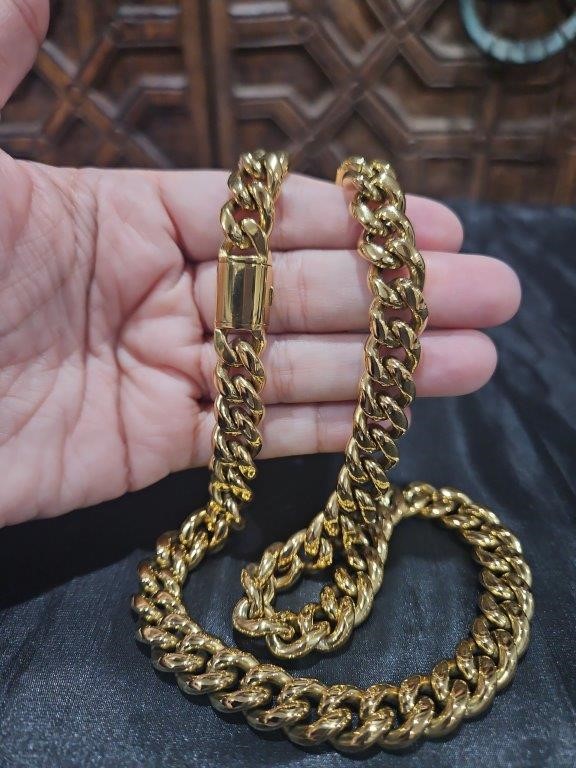 18k Italy Stamped Yellow Gold Filled Chain-Quality Guarantee-60cm-12mm