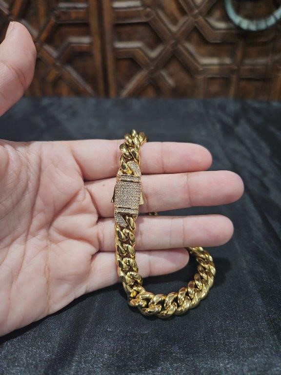 18k Italy Stamped  Yellow Gold Filled Bracelet-Quality Guarantee-22cm-9mm