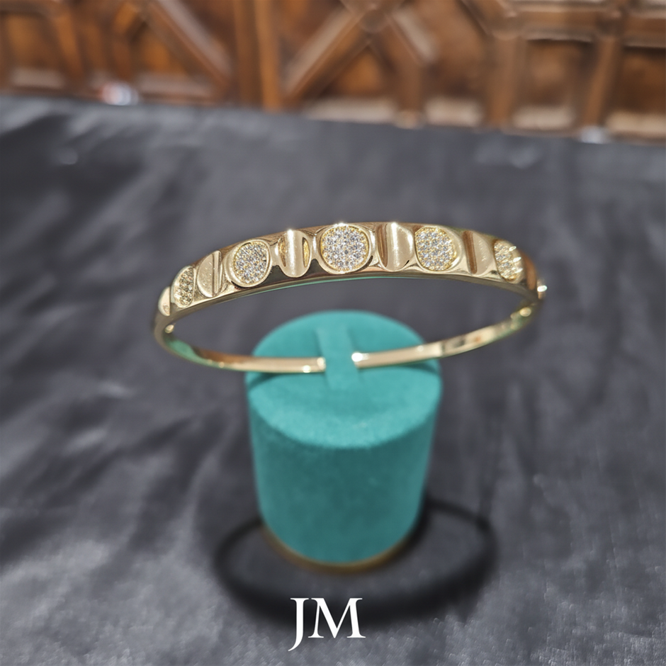18K/Italy Gold Filled Bangle -(18K/Italy)-Warranty Quality-Bonus Gift
