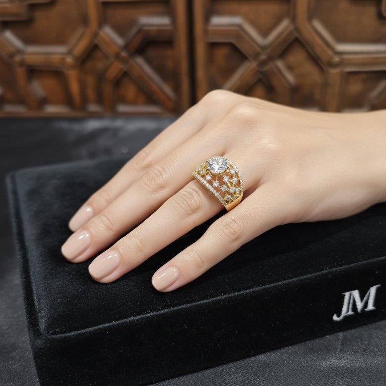 18K/ITALY Yellow Gold Filled Ring -Quality Guarantee-7 US-Bonus Gift