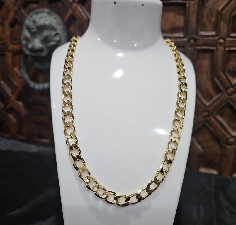 18k Italy Yellow Gold Filled Cuban Chain-Quality Guarantee-50cm-Bonus Gift
