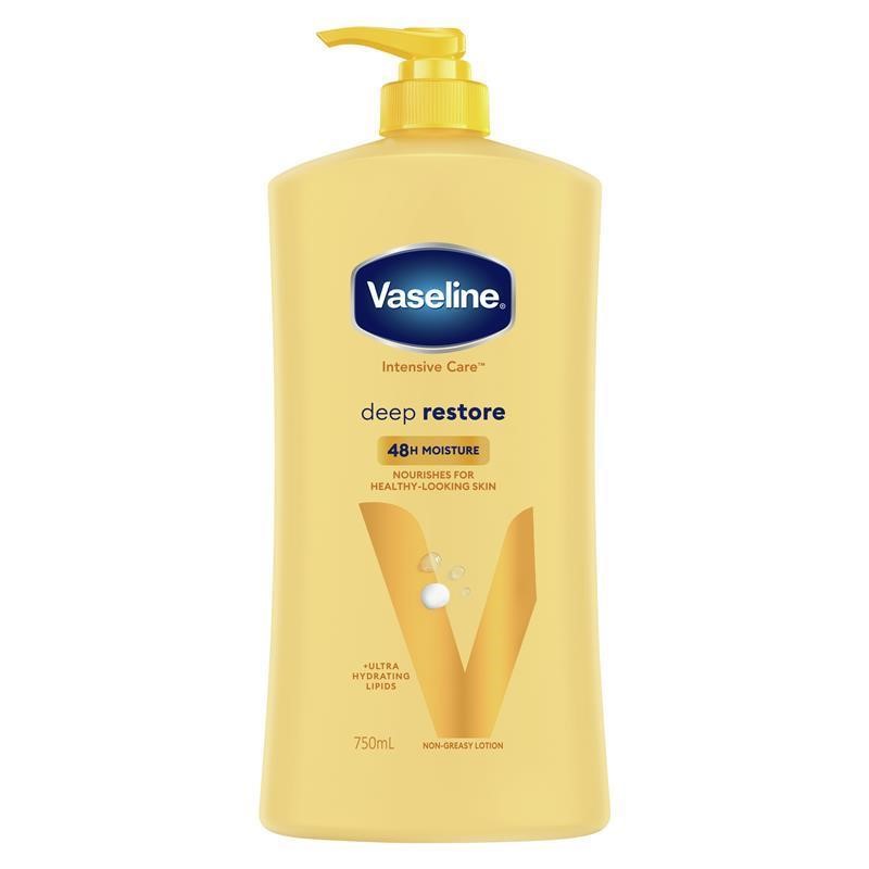 3 x VASELINE Intensive Care Deep Restore Skin Lotion, 750ml. N.B: 1 x dente