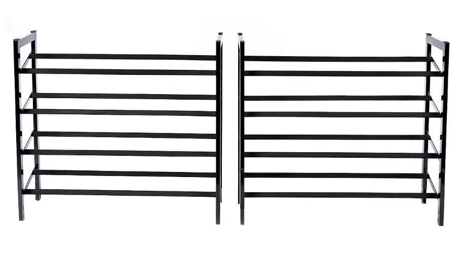 NEATFREAK Set of 2 Stackable Shoe Rack, Black. NB: Condition unknown. Im