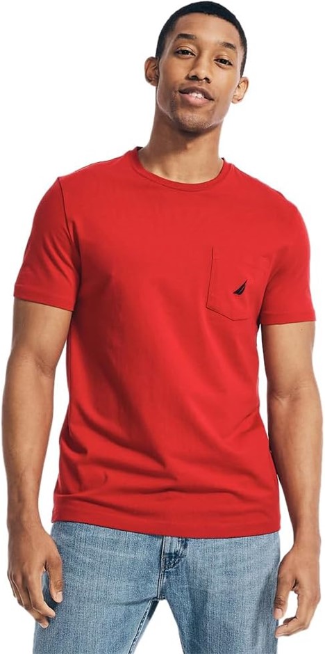 NAUTICA Men's Short-Sleeve Pocket T-Shirt, Size M, Nautica Red, NAV41050.