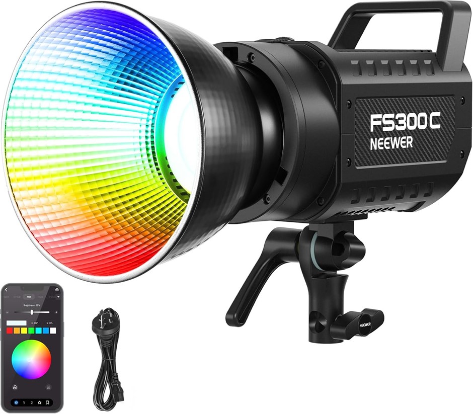 NEEWER 300W RGB LED Video Light APP/2.4G Control 17 Effects, 2500-7500K 290