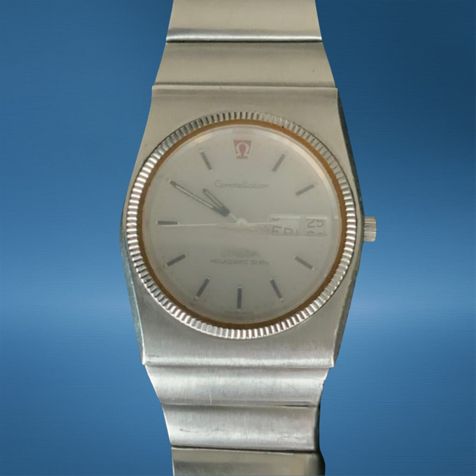 OMEGA CONSTELLATION MEGAQUARTZ 37MM STAINLESS STEEL 196.0015 WXO & COA