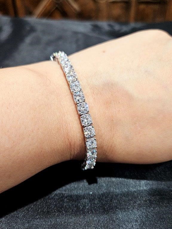 GRA  Moissanite white Brilliant Cut stone Tennis Bracelet -S925-20cm-5mm