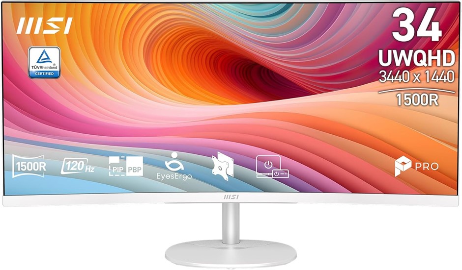 MSI PRO MP341CQW E12 34" UltraWide Business Monitor, UWQHD 3440x1440, 1500R