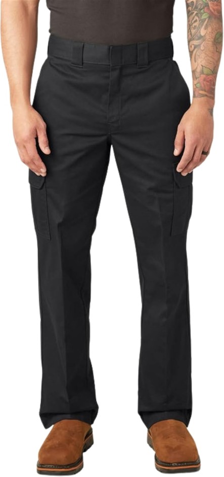DICKIES Men's Relaxed Straight-fit Cargo Work Pant, 38W x 32L, Black, WP592