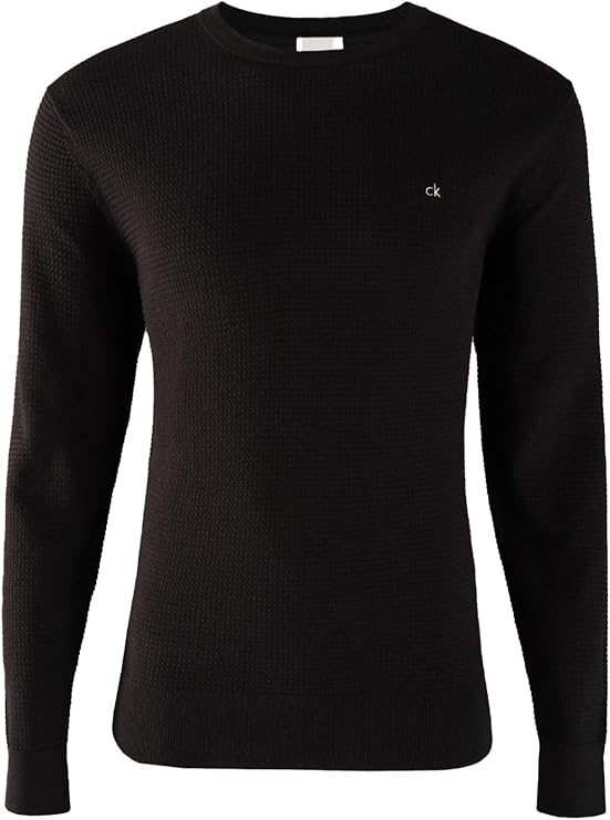 CALVIN KLEIN Men's Waffle Texture Crew Neck Sweater, Size M, CK Black, K10K