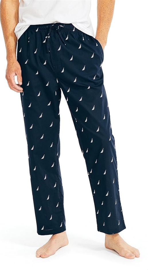 NAUTICA Men's Soft Woven 100% Cotton Elastic Waistband Sleep Pajama Pant, S