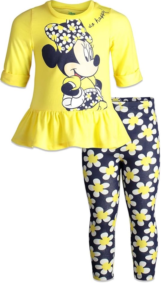 DISNEY Minnie Mouse T-Shirt and Leggings Outfit Set Infant to Big Kid, 24 M