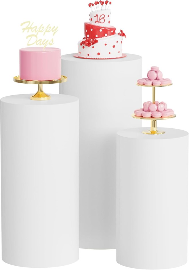 Wokceer Spandex Cylinder Stand Covers for Party 3Pcs Cylinder Pedestal Cove