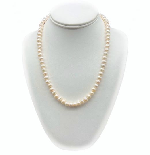 7-8mm Potato Shape Pearl Real Platinum Plated Jewellery Set