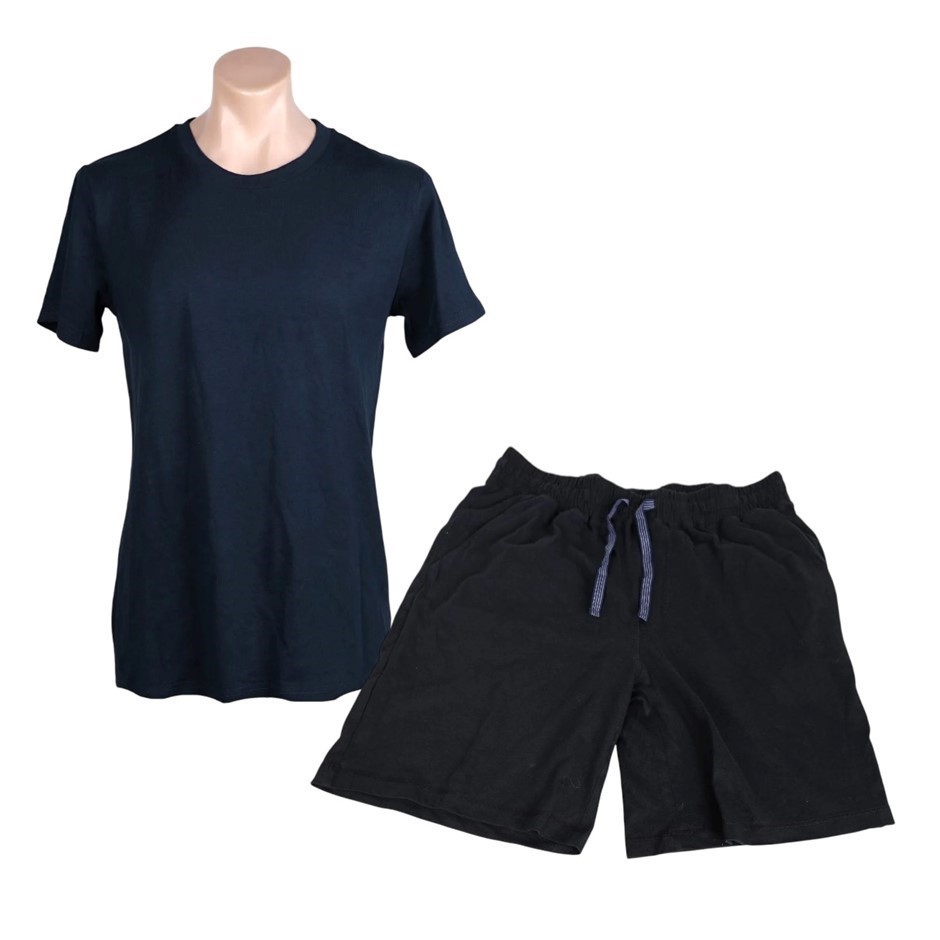 ADVENT Men's PJ Set, Size XL, 100% Cotton, Navy/Black.