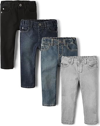 4 pack x THE CHILDREN'S PLACE Baby Boy's Stretch Skinny Jeans, Size 4T, Bla