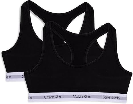 CALVIN KLEIN Girls' No padding Racerback, Size L(10/12), Black, RZ0203. RRP