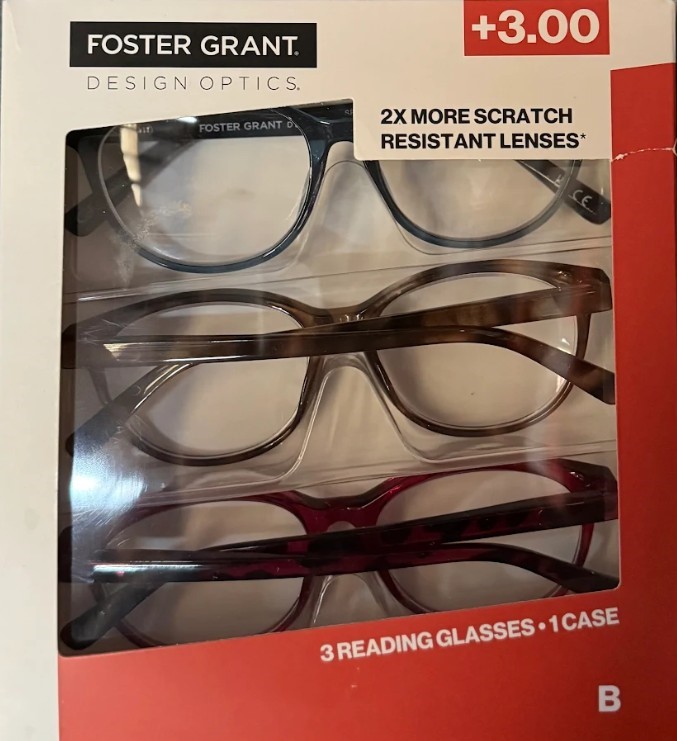 DESIGN OPTICS by Foster Grant Cole Full Rim Rectangular Reading Glasses, 3-