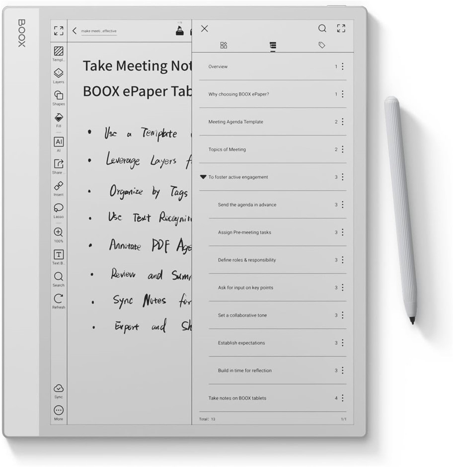 BOOX Tablet Note Max 13.3 B/W ePaper Notebook Carta 1300 300 PPI 6G 128G No