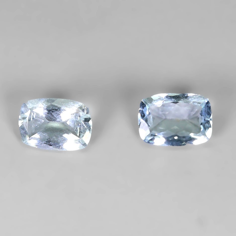 1.31ct Antique Facet Cut Greenish Blue Aquamarine Gemstones - 2Pcs