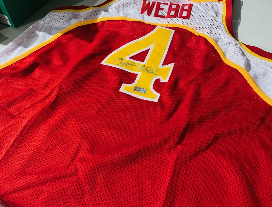 Spud Webb signed Hawks Jersey