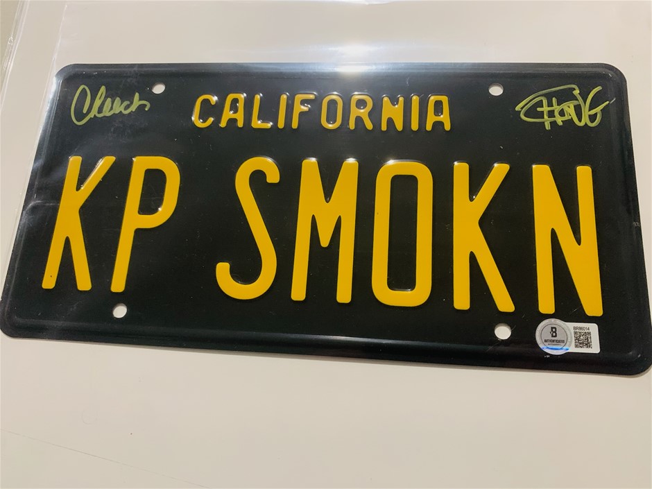 Cheech Marin & Tommy Chong Signed full size metal number Plate