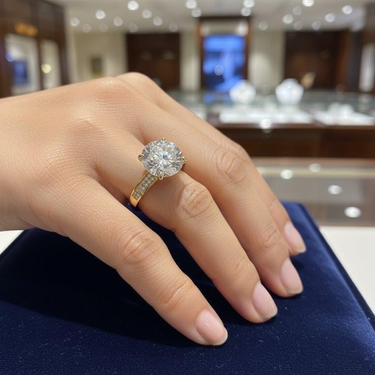 5.0ct GRA Moissanite white 18k Solid Yellow Gold Vermeil Ring -9US