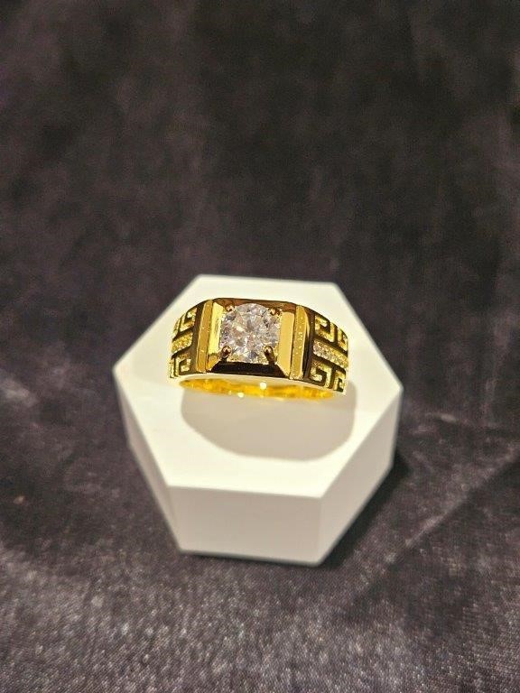 1.0ct GRA Moissanite White 18k Solid Yellow Gold Vermeil Ring -adjustable