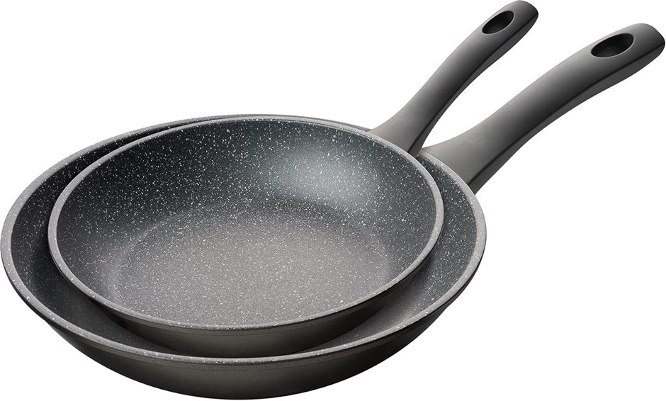 Pyrolux Pyrostone 2-Piece Non-Stick Fry Pan/Skillet Set, 24 & 30 cm, Black.