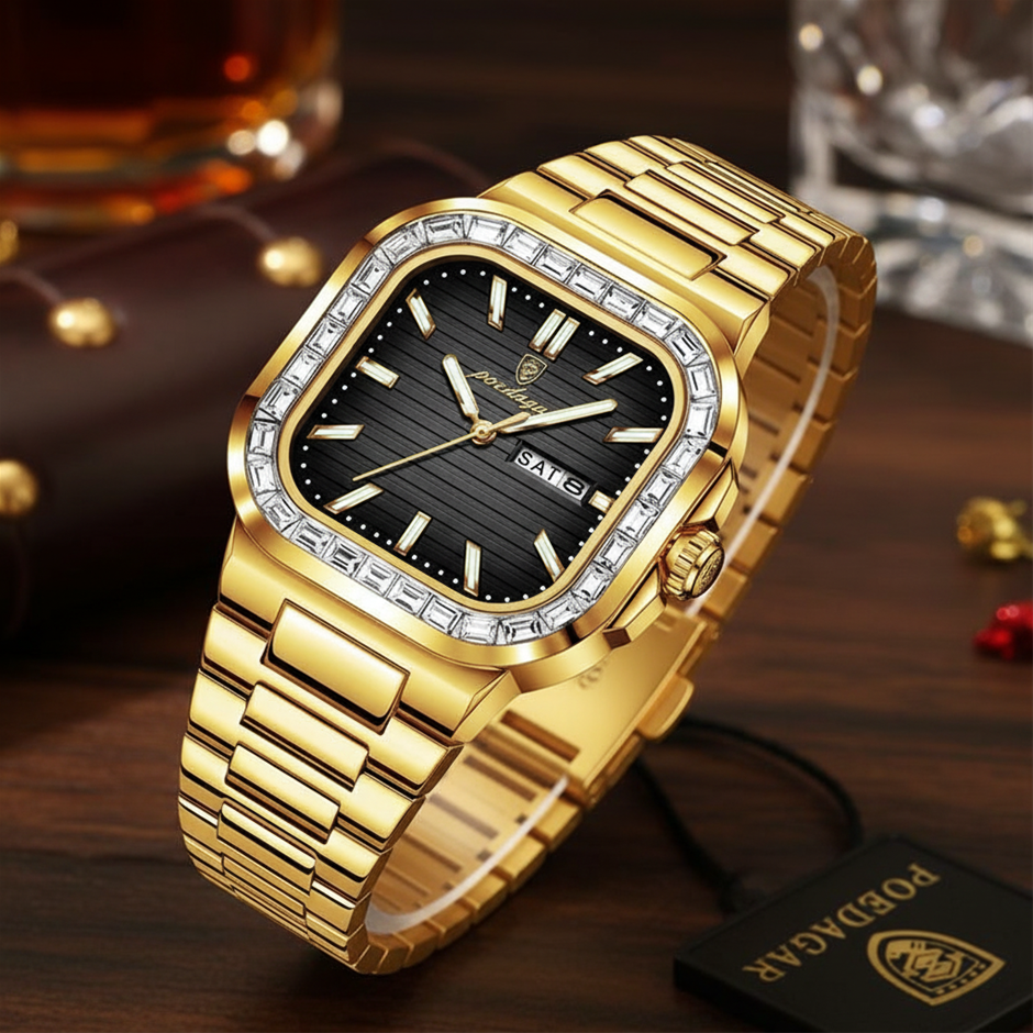 High Quality Simulated Diamond Men's Poedagar Watch-include box original