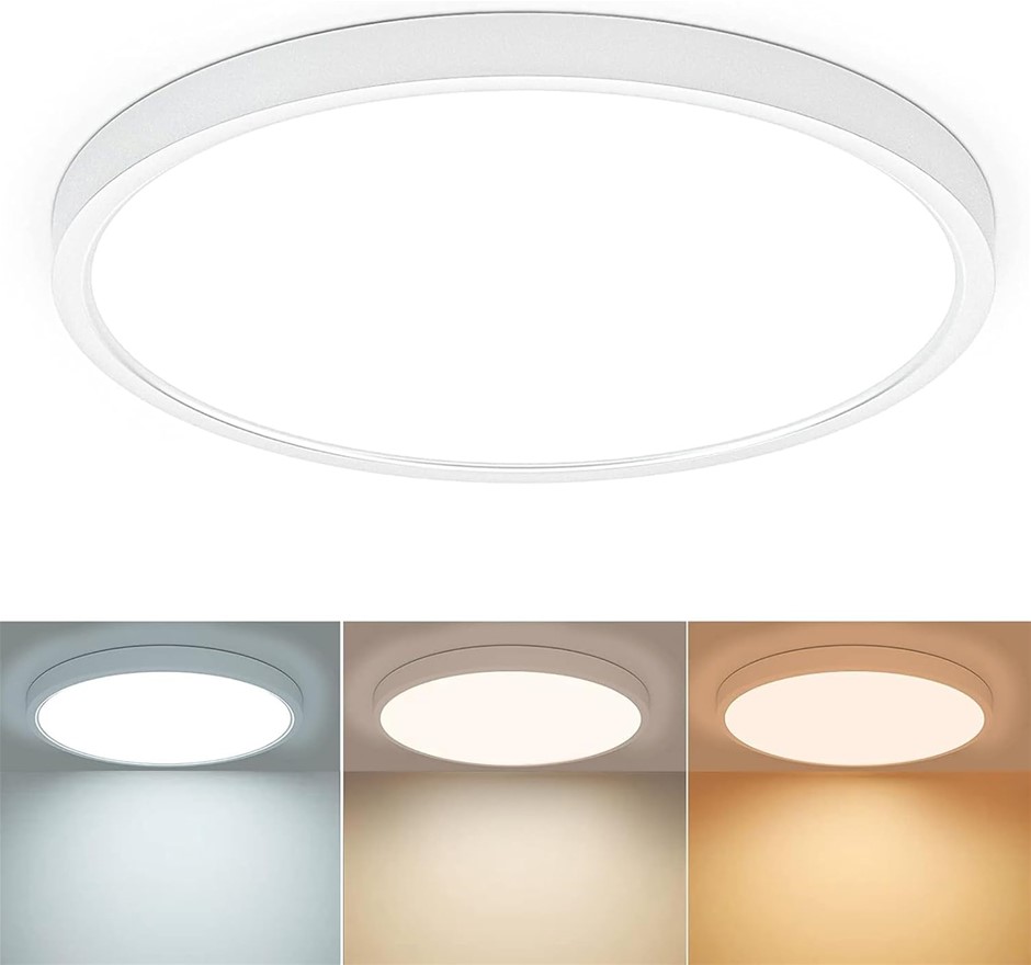 3CCT LED Flush Mount Ceiling Light, 15.7 inch Ultra-Thin 400mm 30W White LE
