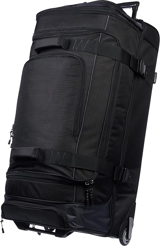 AMAZON BASICS Ripstop Wheeled Duffel, Colour: Black, Size: 35". NB: Has Bee