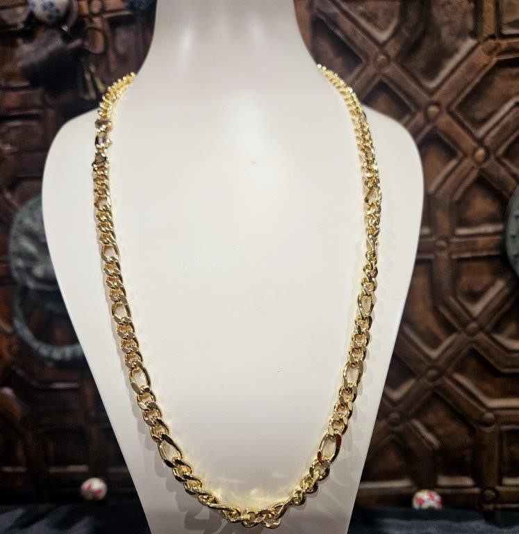 18KGold Filled /Italy Stamped Yellow Figaro Chain -60cm-5mm-Bonus Gift