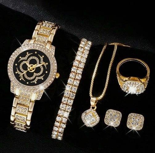 6-Piece Jewellery Set. Watch, Necklace, Bracelet, Ring & Earrings