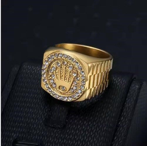 Italy 925 Silver Rolex Symbol Hip Hop Ring (stamps)-10 US