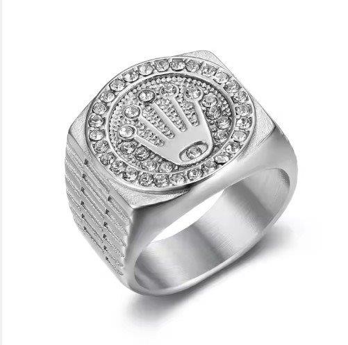 Italy 925 Silver Rolex Symbol Hip Hop Ring (stamps)-11 US