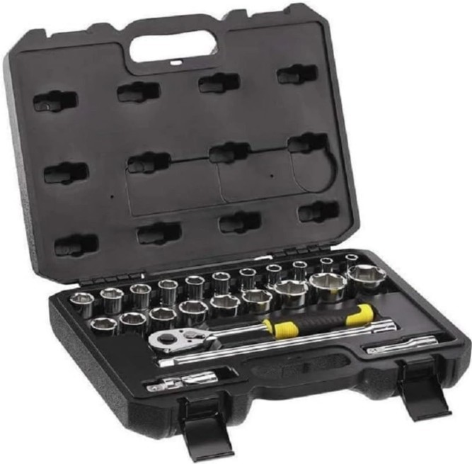 STANLEY 24pc 1/2" Hexagon Socket Set. Contents: 1 ratchet attachment. 1/2"