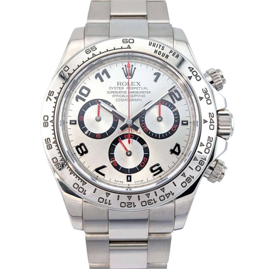 ROLEX COSMOGRAPH DAYTONA 40MM 18K WHITE GOLD 116509 AUTOMATIC BXO & COA