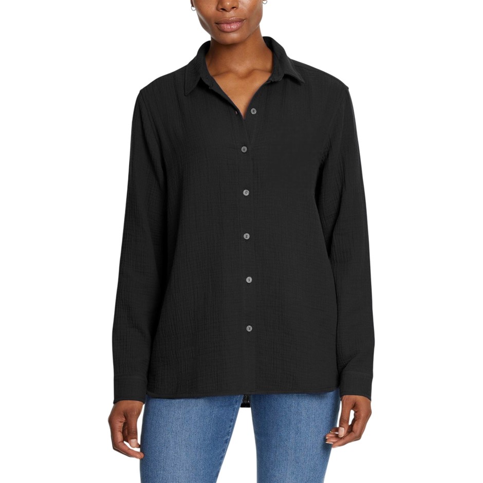 2 x BOSTON TRADERS Women's Gauze Shirt, Size S, 100% Cotton, Black.