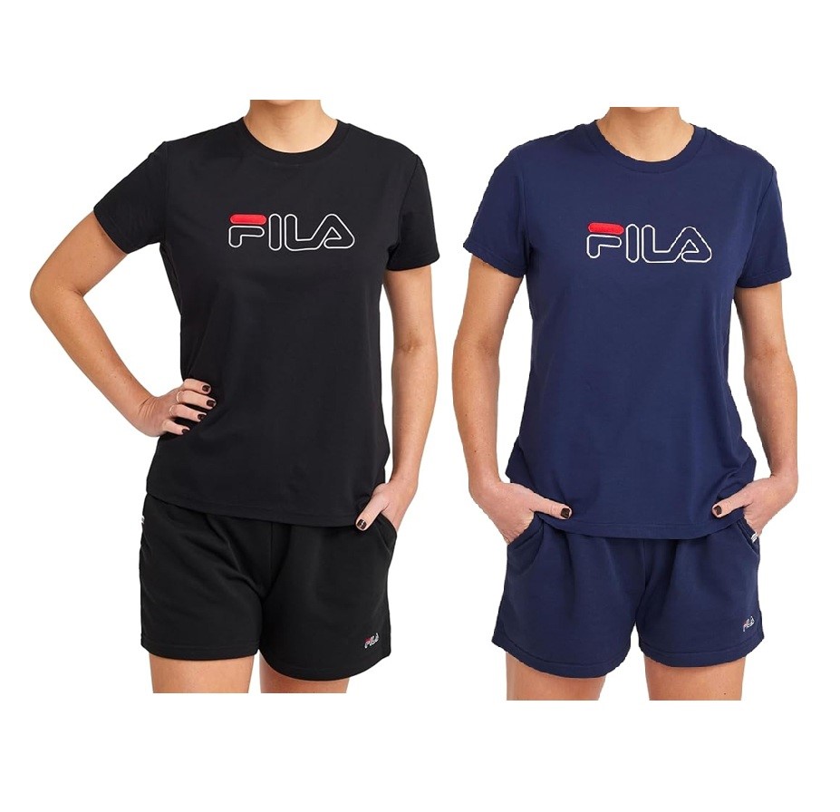 FILA Women's Classic 2.0 Tees, Size 2XS, Black & New Navy, AST22329.