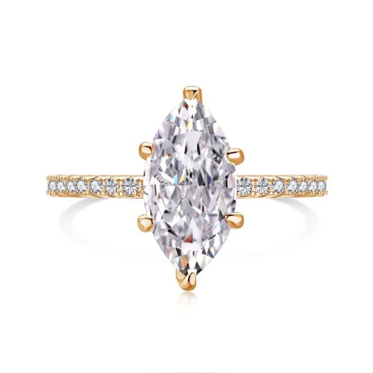 1.5ct Marquise Cut Simulated Diamond 925 Silver Ring - Size 6