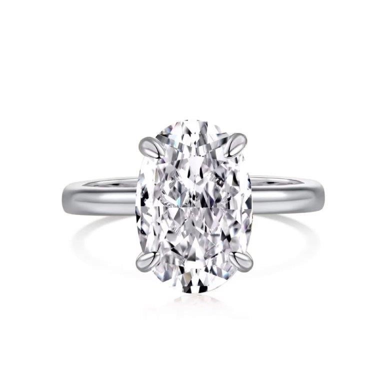 3.5ct Oval Cut Simulated Diamond 925 Sterling Silver Ring - Size 6