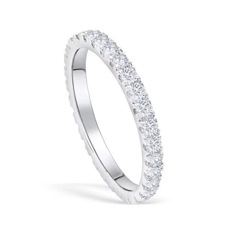 925 Sterling Silver Simulated Diamond Band Ring - Size 7