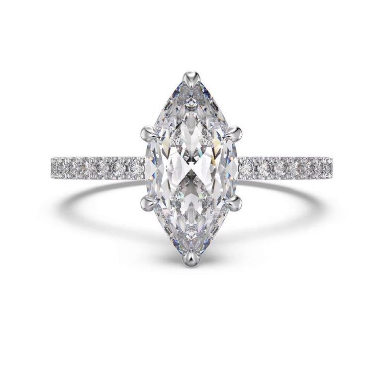 1.5ct Marquise Cut Simulated Diamond 925 Sterling Silver Ring - Size 7