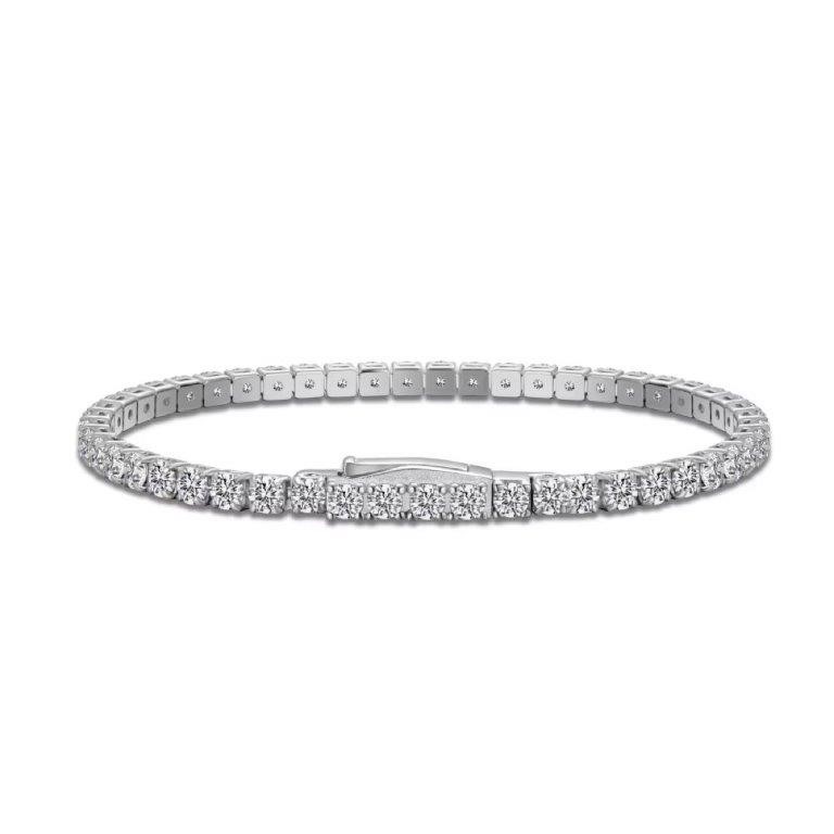 2mm Simulated Diamonds 925 Sterling Silver Tennis Bracelet-18cm