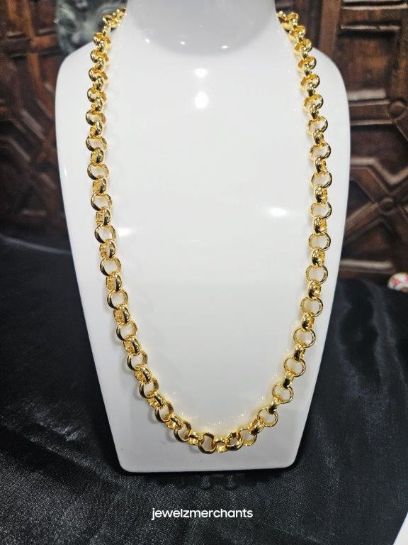 18KGold Filled /Italy Stamped Yellow Rolo Chain -50CM-8MM-Bonus Gift