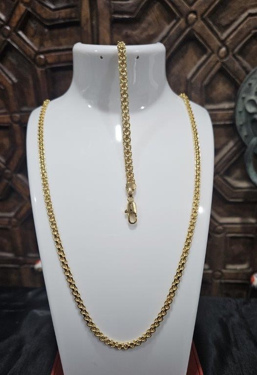 Set 18KGold Filled /Italy Stamped Yellow Chain & Bracelet-55CM-3MM- Gift