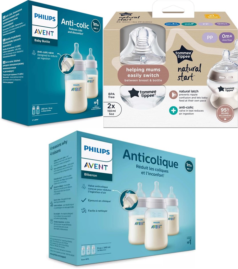 PHILIPS AVENT & TOMMEE TIPPEE Baby Bottle Bundle – Anti-Colic Baby Bottles