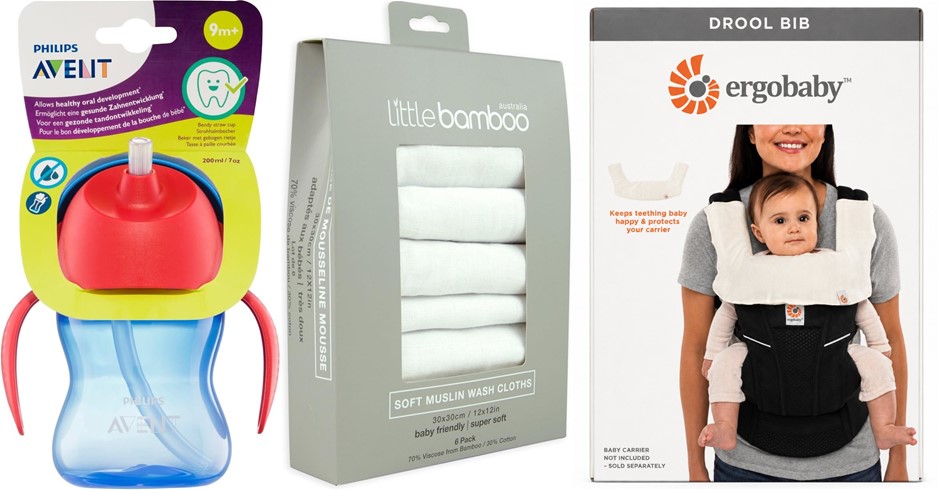Baby Essentials Bundle: Little Bamboo Muslin Baby Face Washer Cloths 6-Pack
