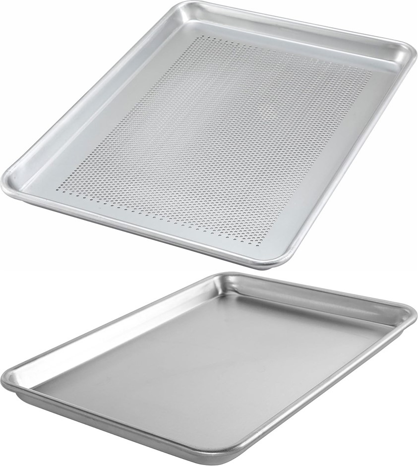 Winco 13” x 18” Perforated Aluminum Sheet Pan, Half Size + Nordic Ware USA